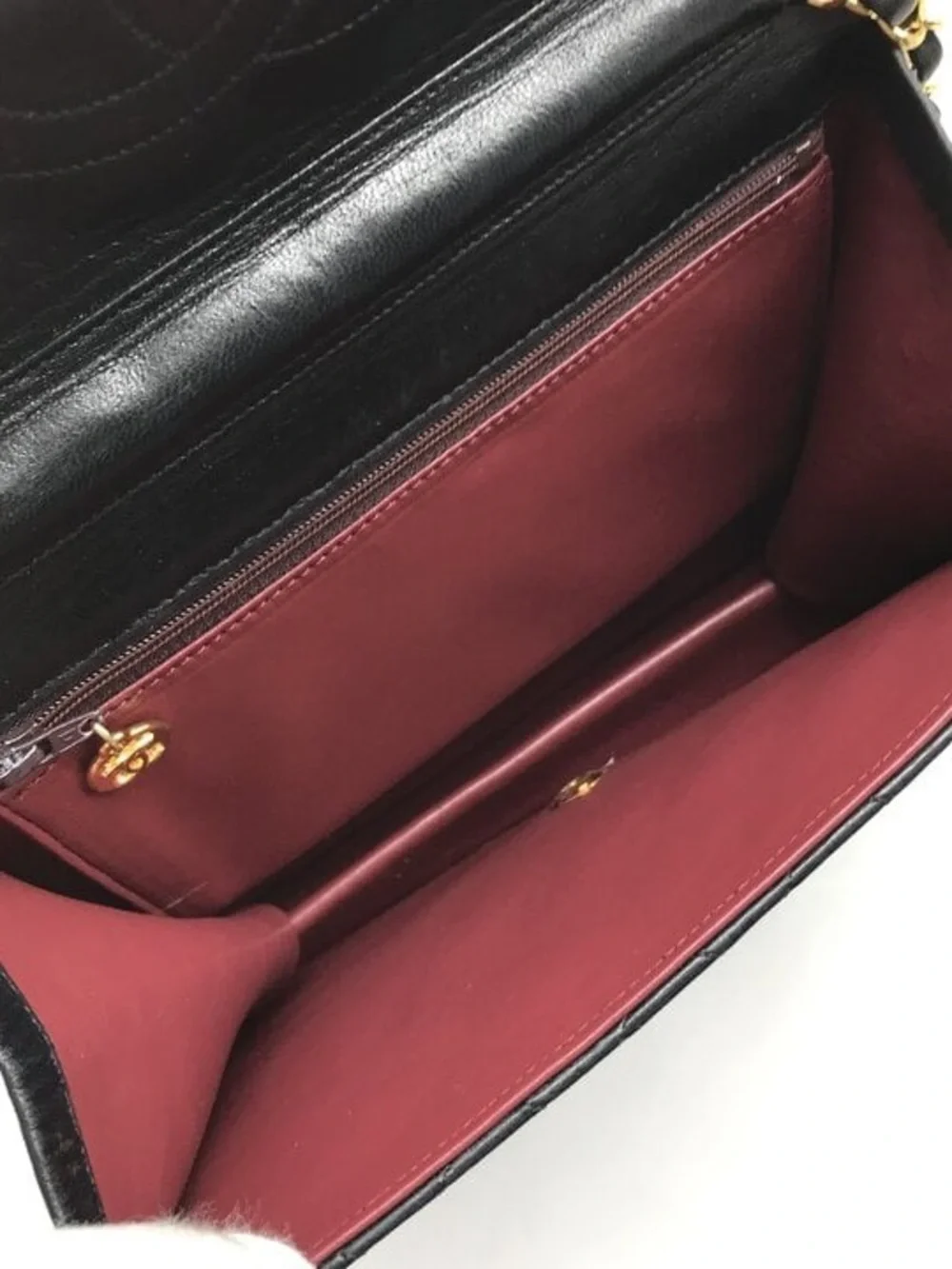 Authentic Chanel black lambskin leather single flap vintage bag